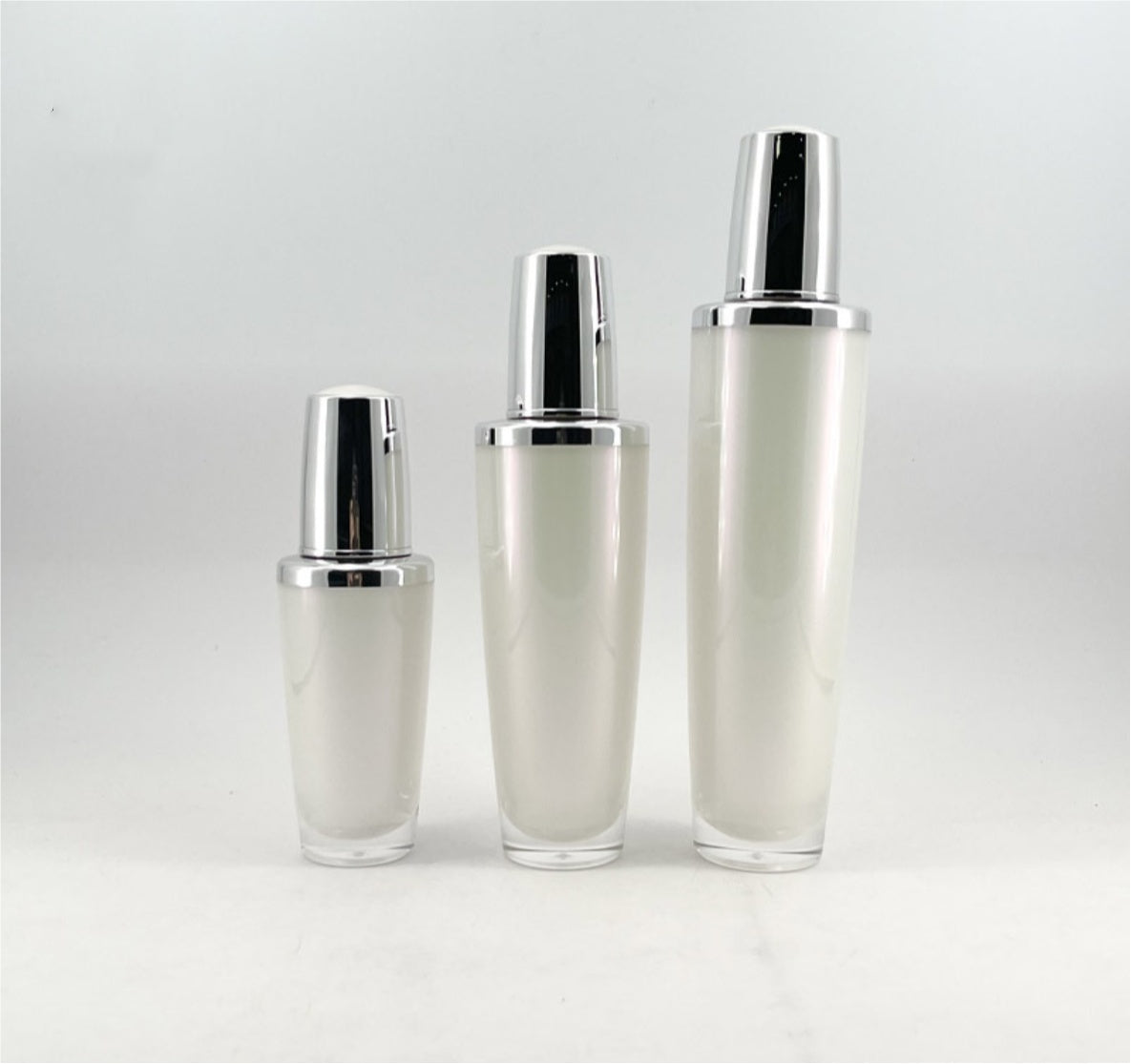 hot selling empty plastic skin care package pearl white round acrylic lotion bottle face cream jar