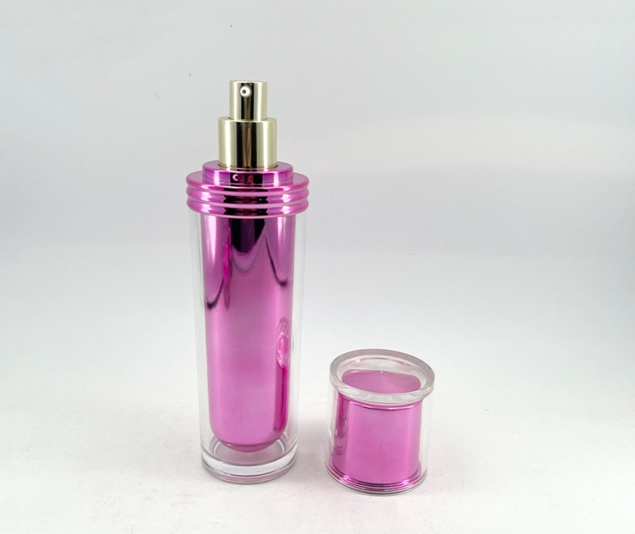 luxury empty pink plastic round double wall acrylic cosmetic cream jar lotions bottles