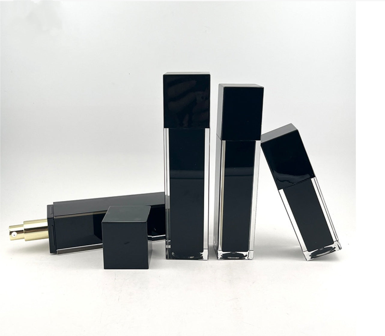 high quality empty luxury black square cosmetic plastic acrylic bottles&jars plastic skin care package