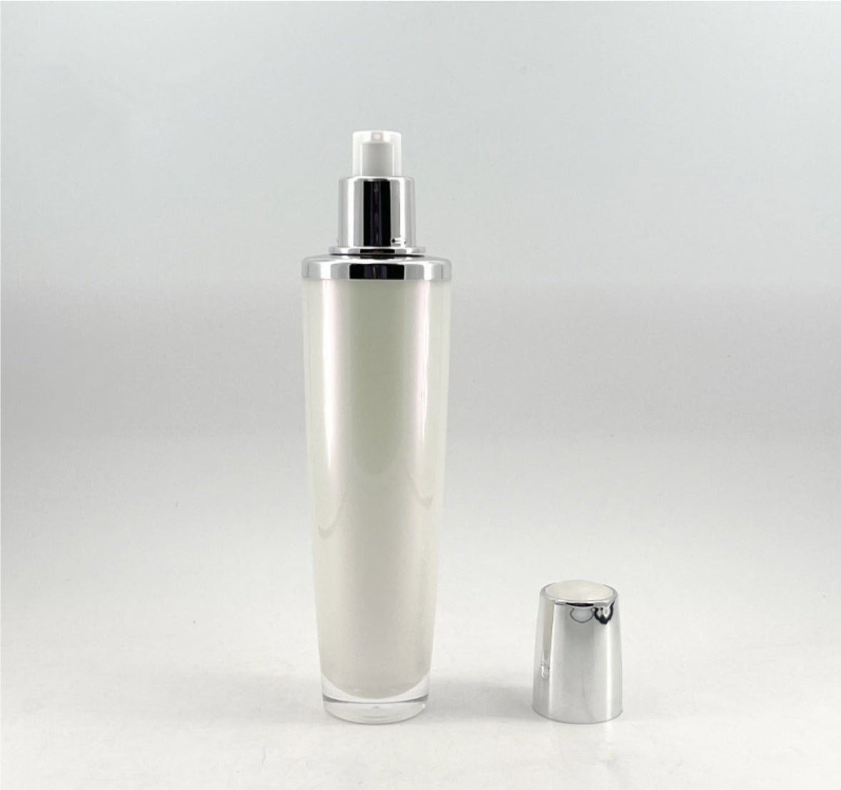 hot selling empty plastic skin care package pearl white round acrylic lotion bottle face cream jar