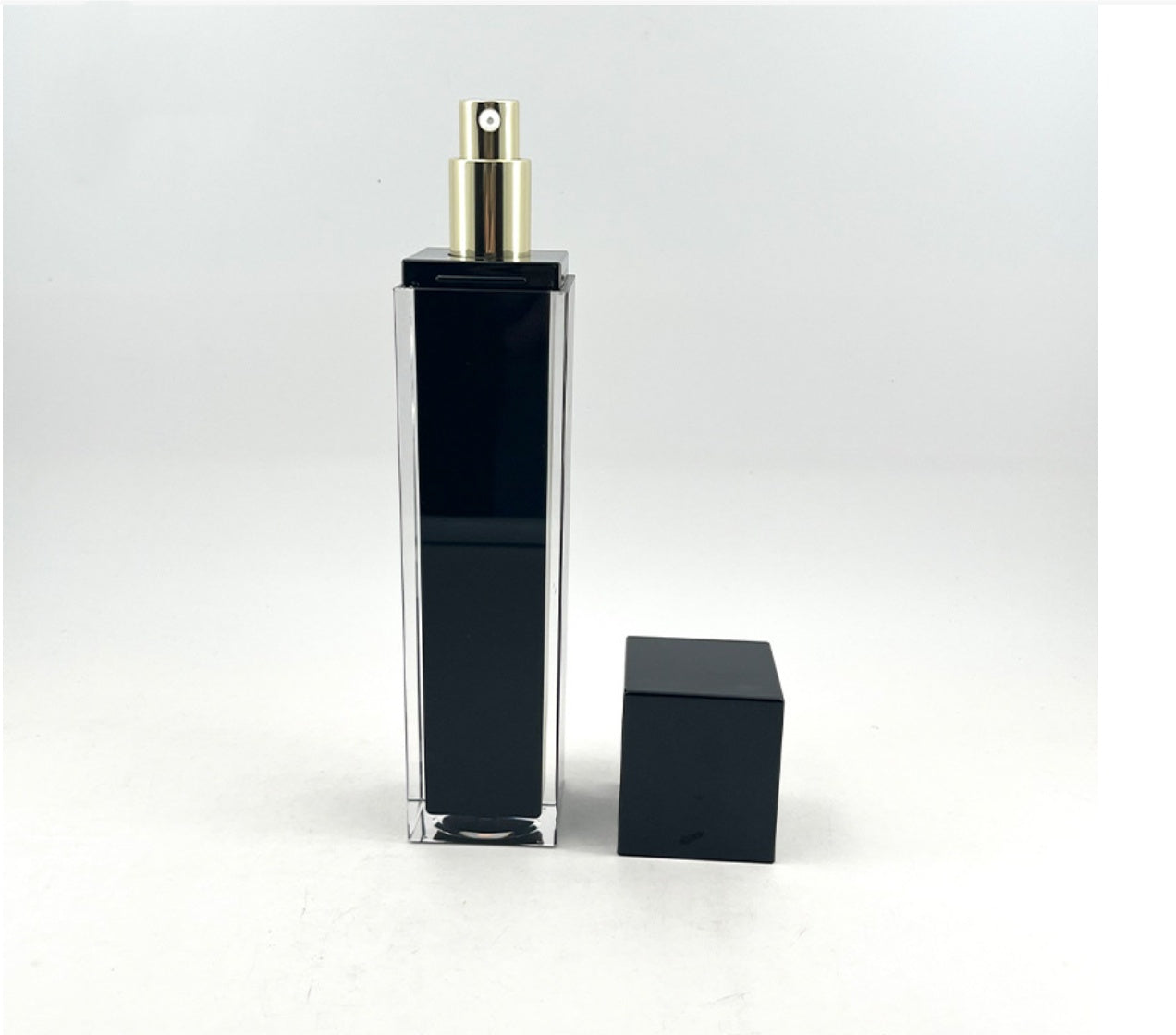 high quality empty luxury black square cosmetic plastic acrylic bottles&jars plastic skin care package