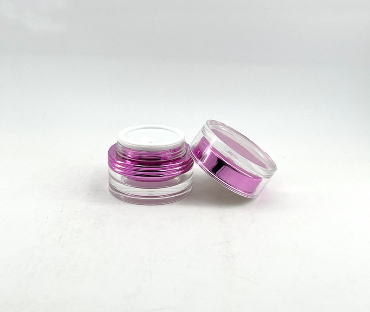 luxury empty pink plastic round double wall acrylic cosmetic cream jar lotions bottles