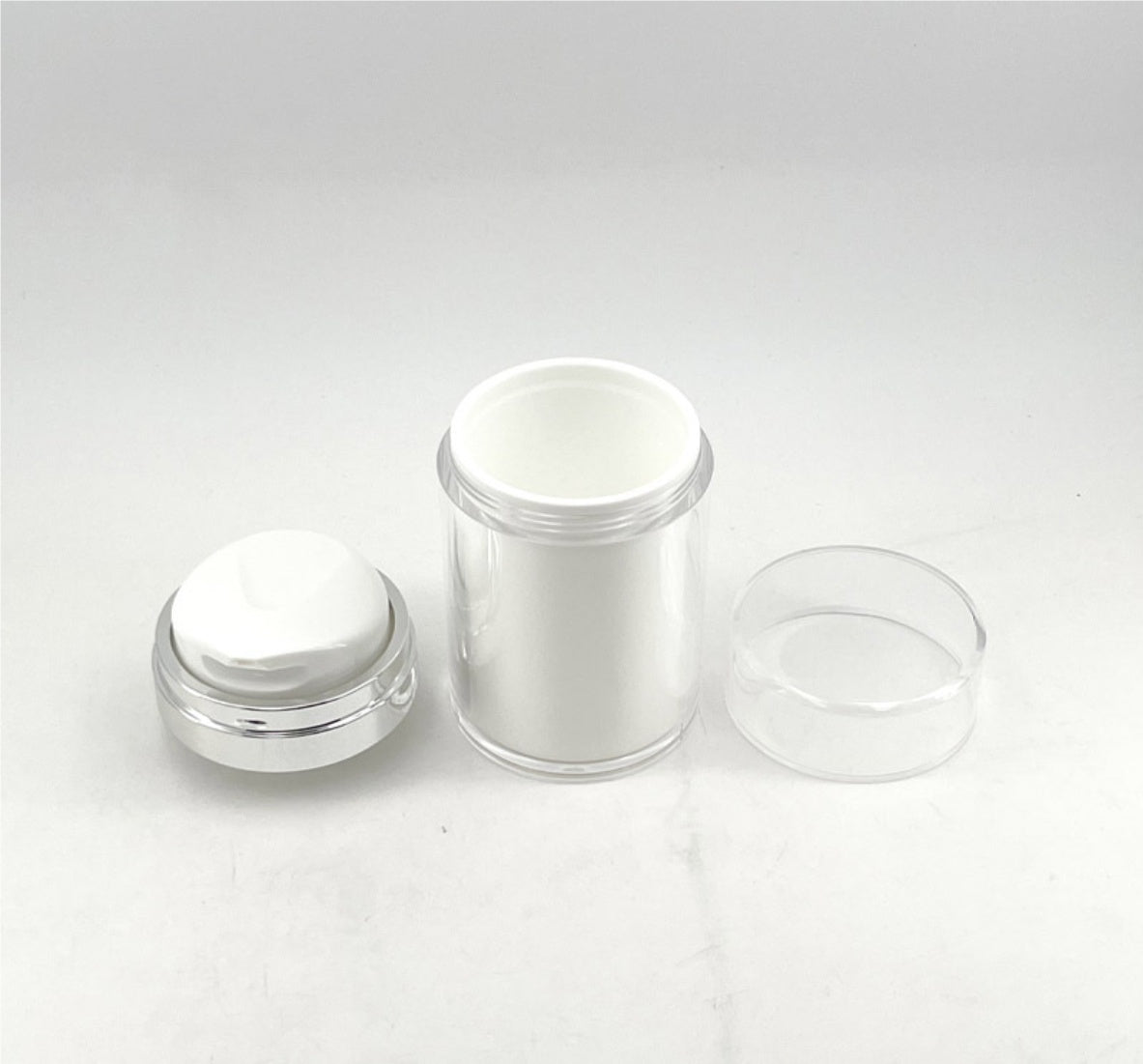 luxury white empty airless plastic acrylic cream jar skin care package 15g 30g 50g 100g