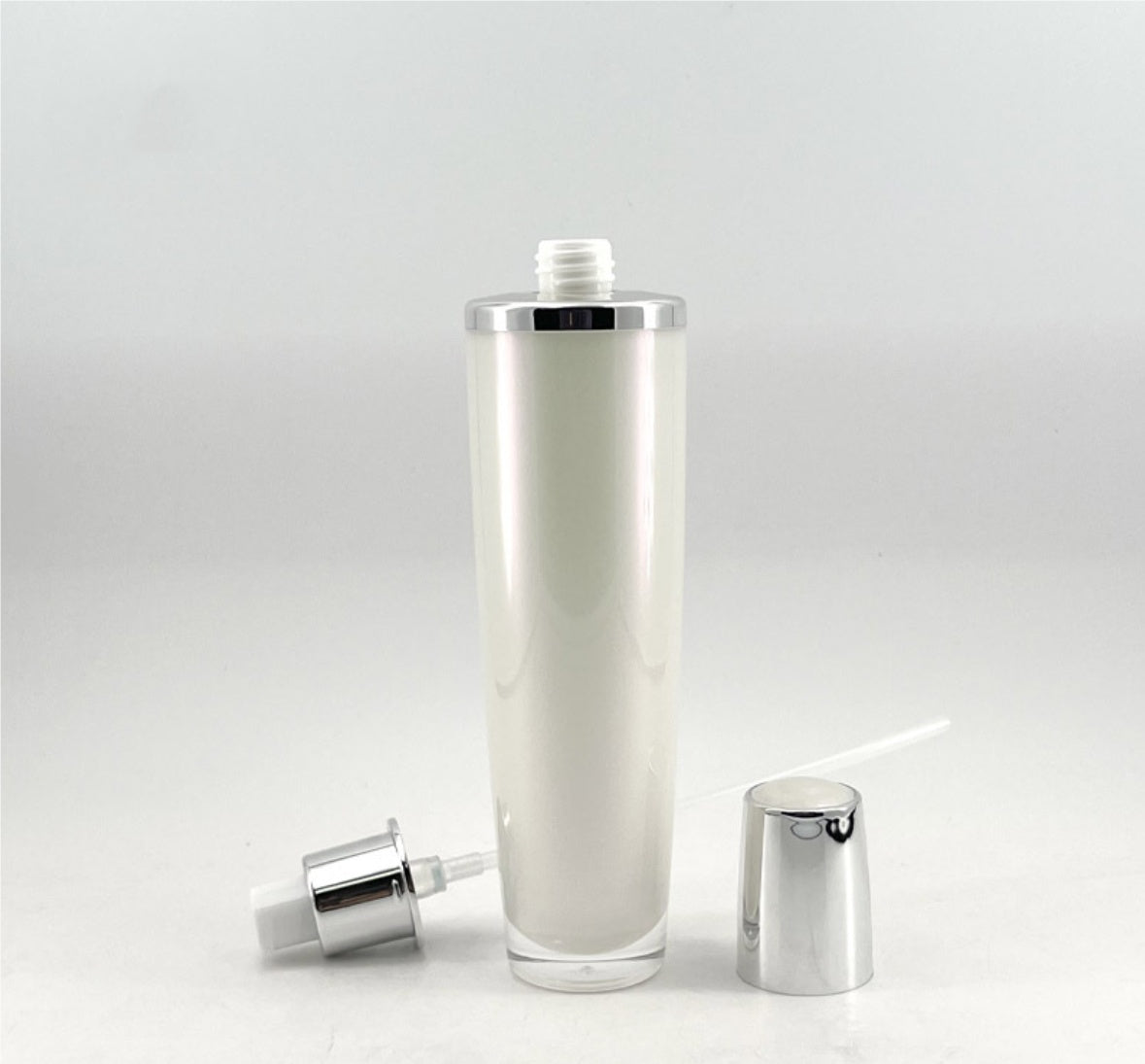 hot selling empty plastic skin care package pearl white round acrylic lotion bottle face cream jar