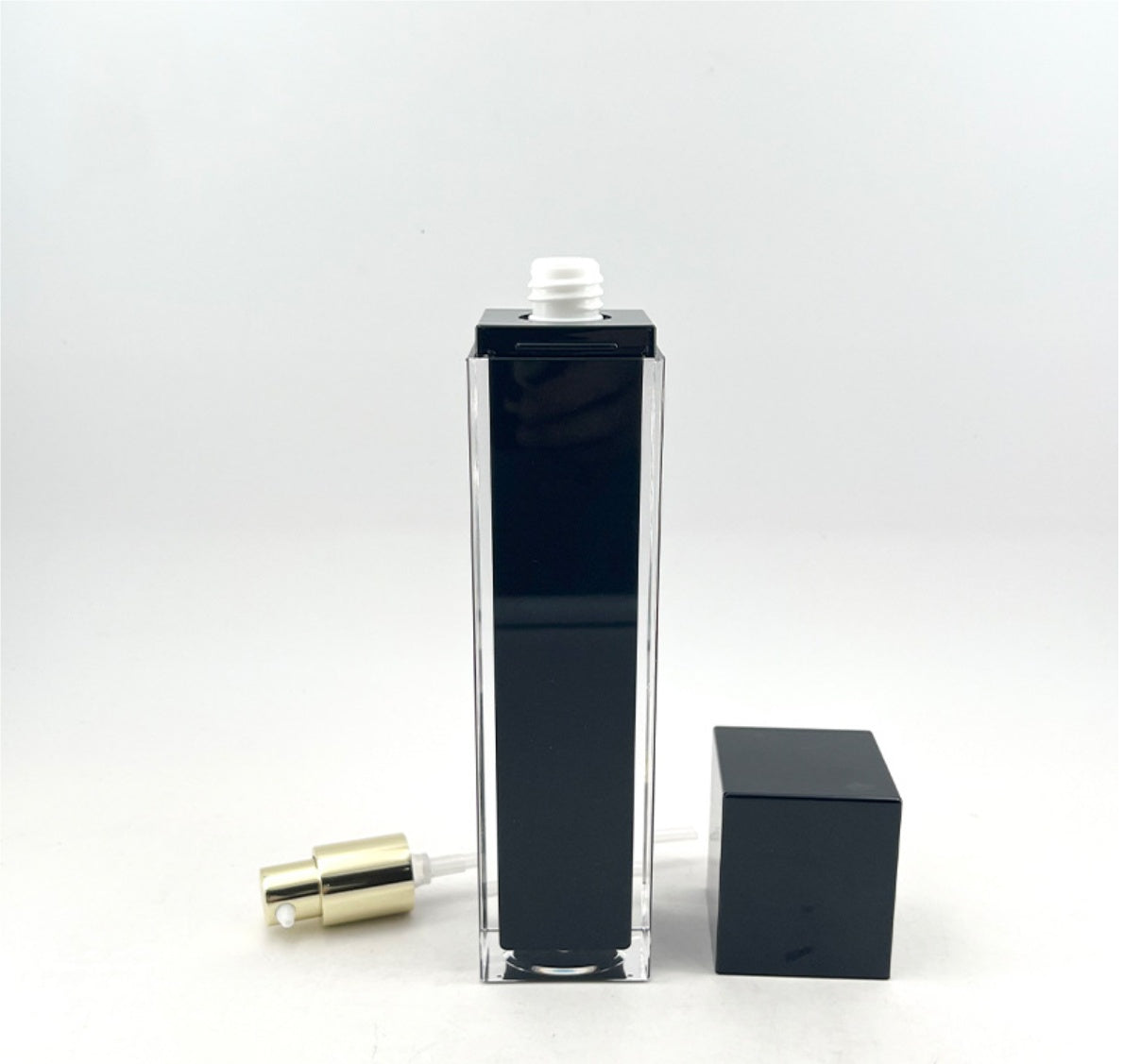 high quality empty luxury black square cosmetic plastic acrylic bottles&jars plastic skin care package