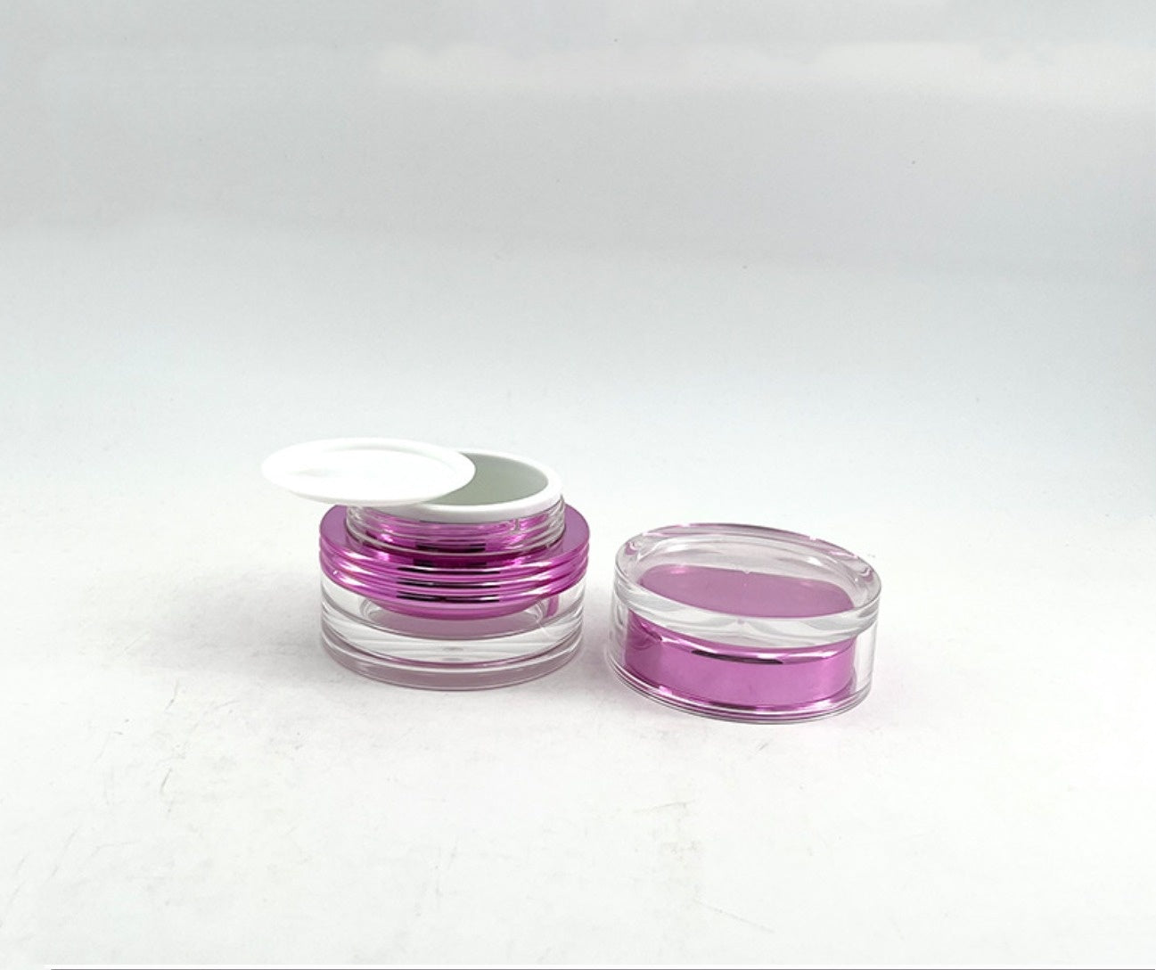 luxury empty pink plastic round double wall acrylic cosmetic cream jar lotions bottles