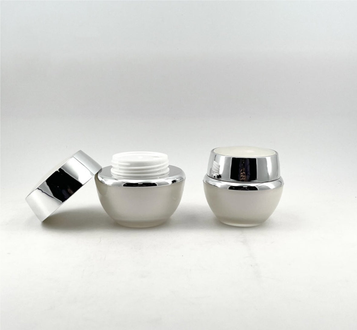 hot selling empty plastic skin care package pearl white round acrylic lotion bottle face cream jar