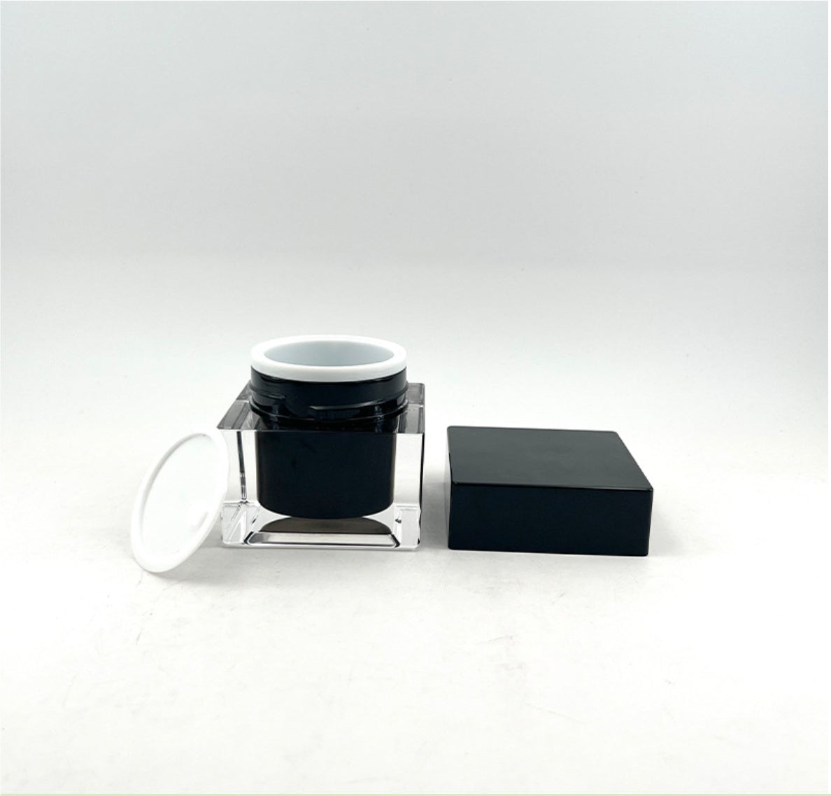 high quality empty luxury black square cosmetic plastic acrylic bottles&jars plastic skin care package