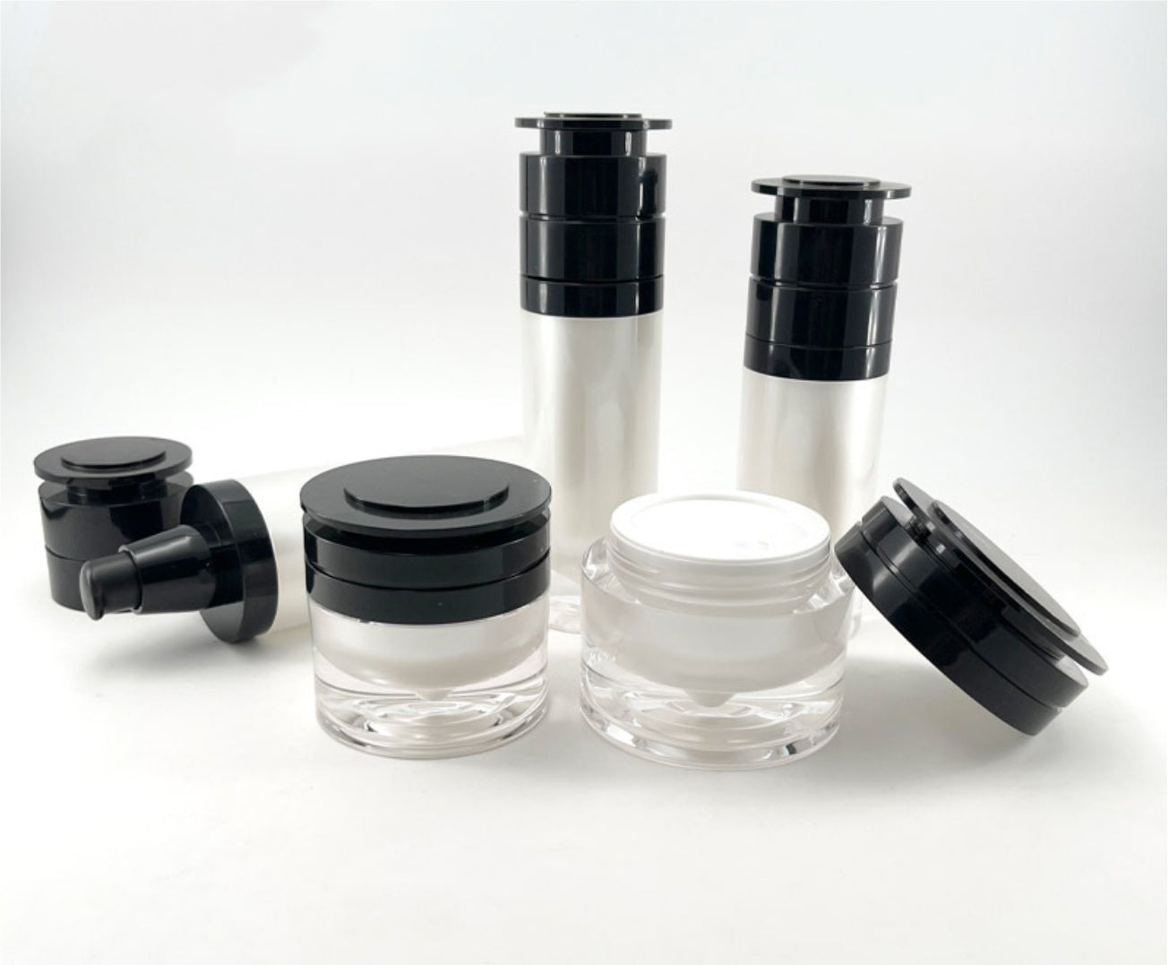 high quallity luxury empty plastic acrylic cosmetic bottles thick wall diamond skin care package wholesale