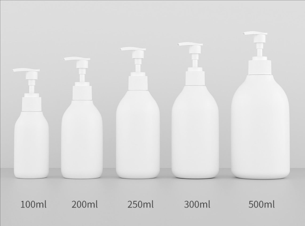 50ml 100ml 150ml 200ml 300ml 500ml round cosmetic plastic pet bottle with loiton pump
