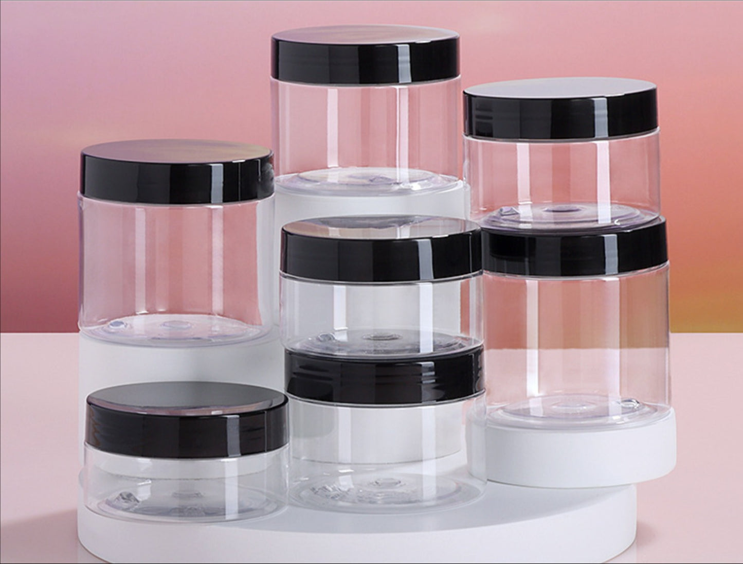 high quality transparent  cosmetic package cosmetic plastic pet cream jar with lid wholesale